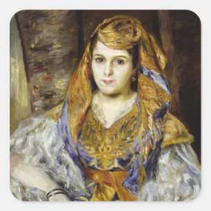 Pegatina Cuadrada Pedro un Mme. C. Stora de Renoir el en vestido