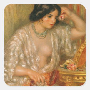 Pegatina Cuadrada Pedro un Renoir el Gabrielle con joyería