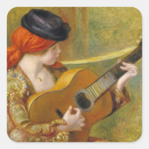 Pegatina Cuadrada Pedro una mujer española joven de Renoir el con