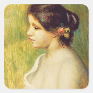 Pegatina Cuadrada Pedro una mujer joven de Renoir el   con las