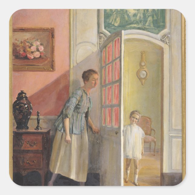 Pegatina Cuadrada Peek-a-Boo (Anverso)