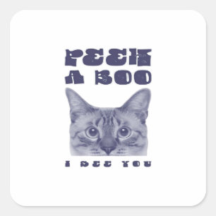 Pegatina Cuadrada Peekaboo - Sorpresa de Halloween espumoso