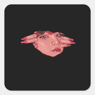 Pegatina Cuadrada Peekaboo - Vibes Sloth Design