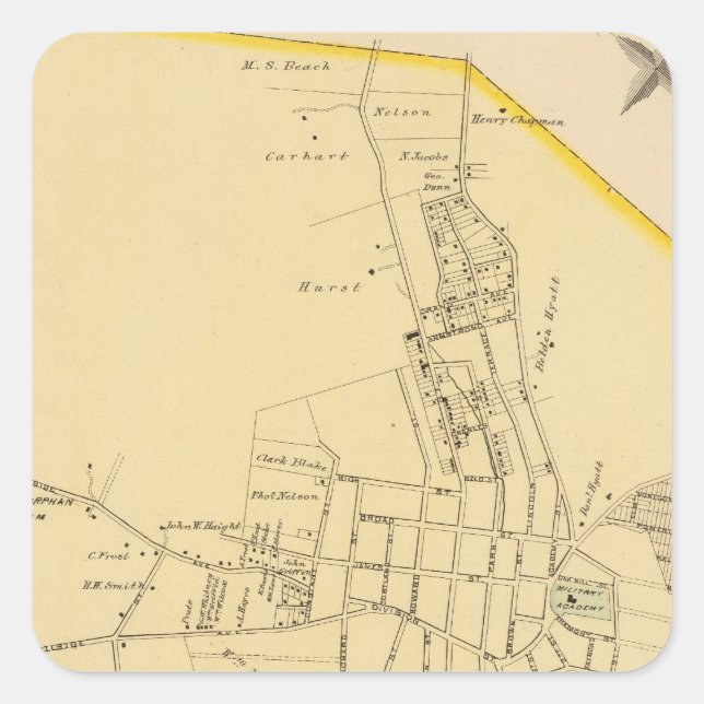 Pegatina Cuadrada Peekskill, NY (Anverso)