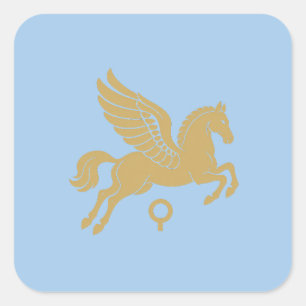 Pegatina Cuadrada Pegaso de Corinto Emblema de oro antiguo griego