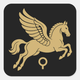 Pegatina Cuadrada Pegaso de Corinto Emblema de oro antiguo griego