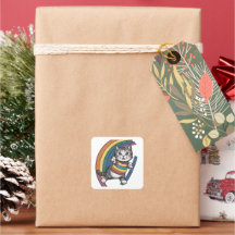 Pegatina. arco iris de gato