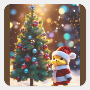 Pegatina Cuadrada "Pegatina de diseño de árbol de Navidad"