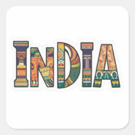 Pegatina Cuadrada "Pegatina del Orgullo Indio: Muéstrate tu espíritu