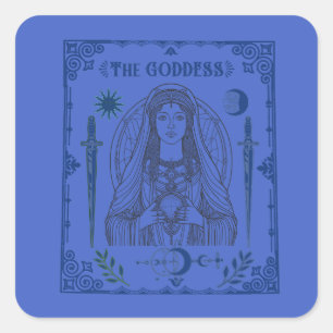 Pegatina Cuadrada Pegatina, diosa tarot pegatina, mística, antigua,