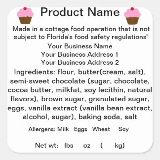 Pegatina Cuadrada PEGATINA/Etiqueta de la Ley de alimentos para algo