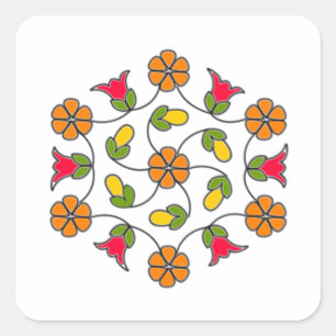 Pegatina Cuadrada Pegatina-Flor cuadrada Series#63