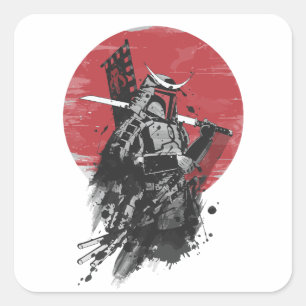 Pegatina Cuadrada "Pegatina guerrero de Samurai - vinilo de arte de