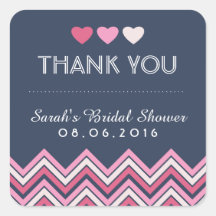 Pegatina: Navy Blue Pink Chevron Love