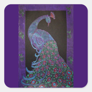 Pegatina Cuadrada Pegatina-Orgullo Peacock