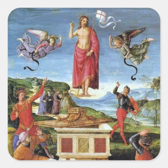 Pegatina Cuadrada Pegatina: Resurrección Kinnaird (Anverso)