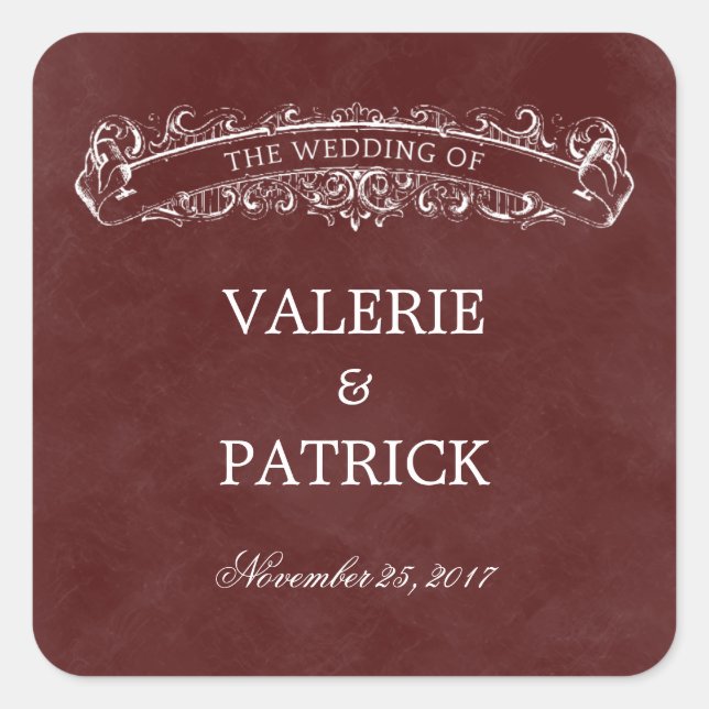 Pegatina Cuadrada Pegatina/Sello para sobres Rústico a favor de la M (Anverso)