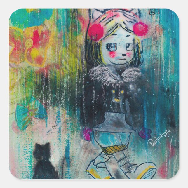 Pegatina Cuadrada pegatinas (Anverso)