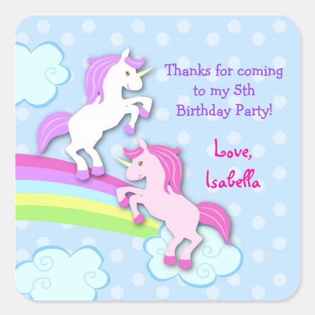 Pegatina Cuadrada Pegatinas a favor de la fiesta de cumpleaños de Un (Anverso)