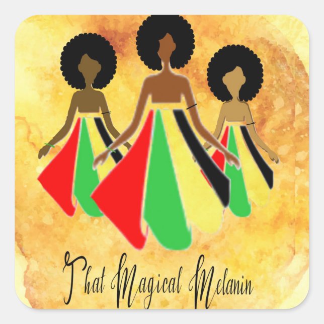 Pegatina Cuadrada Pegatinas afrocéntricos "Esa melanina mágica" (Anverso)