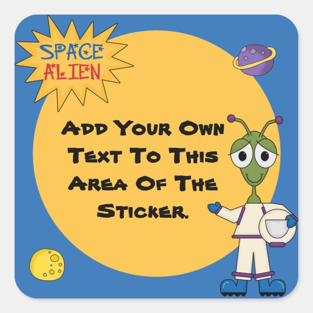 Pegatina Cuadrada Pegatinas alienígenas del espacio personalizados (Anverso)