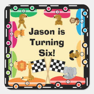 Pegatina Cuadrada Pegatinas animales de encargo de los corredores