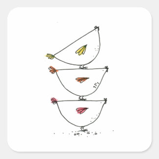 Pegatina Cuadrada Pegatinas apilados de la plaza de pollos