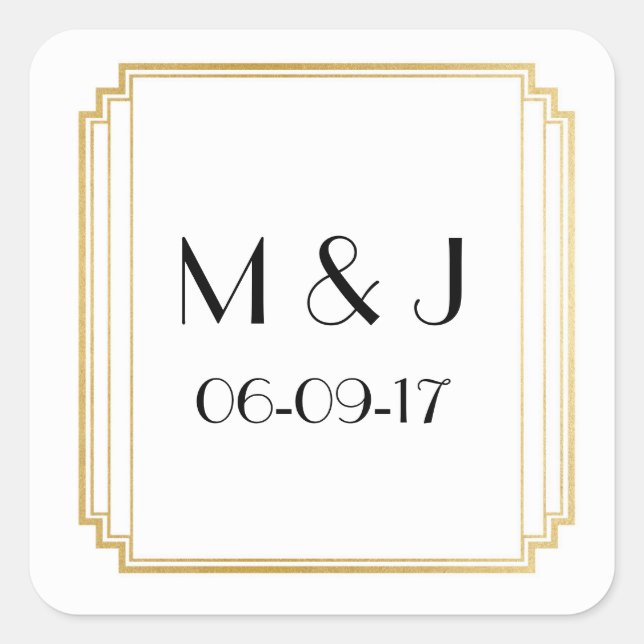 Pegatina Cuadrada Pegatinas Art Deco Favoritos de Plaza de Oro Blanc (Anverso)