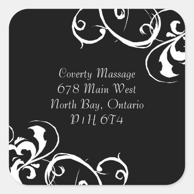 Pegatina Cuadrada Pegatinas blancos y negros brillantes (Anverso)