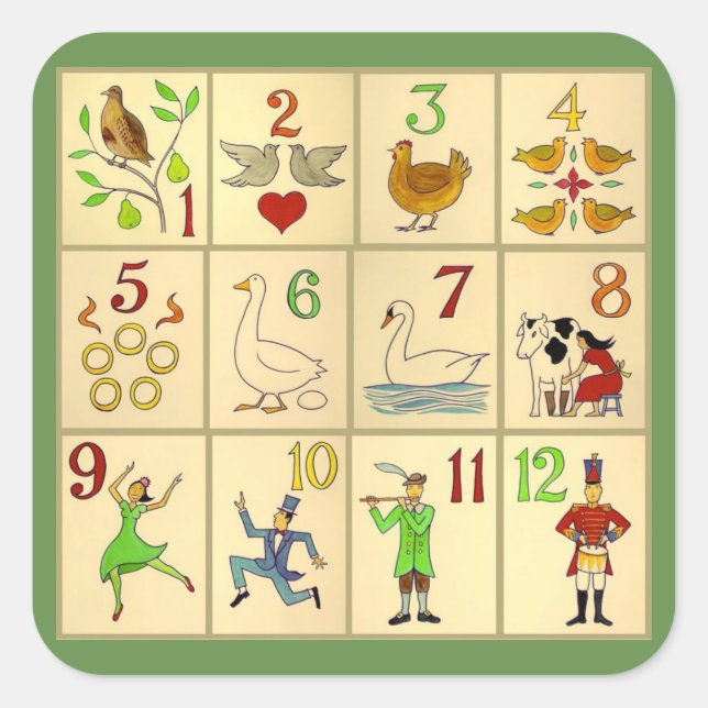 Pegatina Cuadrada Pegatinas, brillantes, grandes, NAVIDADES de 3 pul (Anverso)