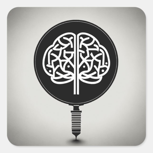 Pegatina Cuadrada "Pegatinas brillantes para la mente inteligente" (Anverso)