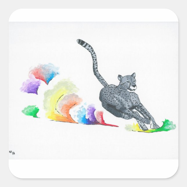 Pegatina Cuadrada Pegatinas Cheetah (Anverso)