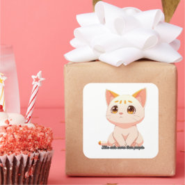 Pegatina Cuadrada pegatinas- Como gatos más que personas