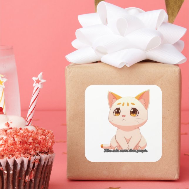 Pegatina Cuadrada pegatinas- Como gatos más que personas (Fiesta)