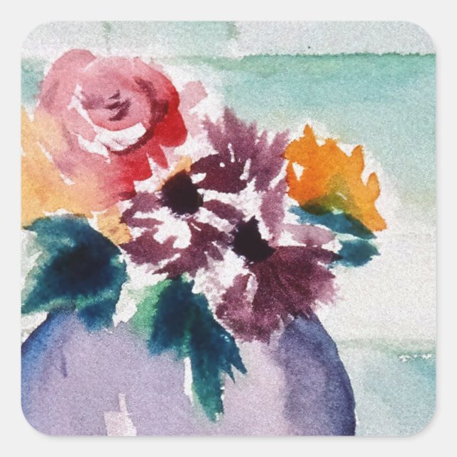 PEGATINA CUADRADA PEGATINAS CON FLORES (Anverso)