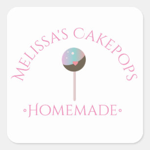 Pegatina Cuadrada Pegatinas con logo de Cake Pops Panadería Casera