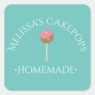 Pegatina Cuadrada Pegatinas con logo de Cake Pops panadería casera V