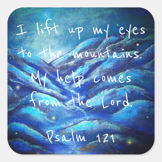 Pegatina Cuadrada Pegatinas cristianos de la escritura del salmo 121 (Anverso)