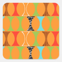Pegatinas cuadrados del patrón Naranja moderno de