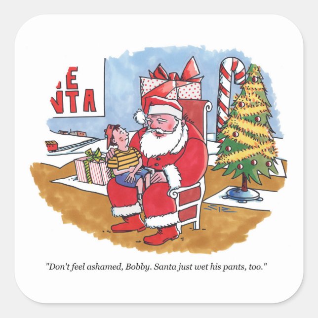 Pegatina Cuadrada Pegatinas cuadrados grandes de Santa Wet (Anverso)