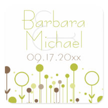 Pegatinas cuadrados modernos con un punto floral s