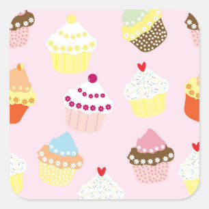Pegatina Cuadrada Pegatinas Cupcakes