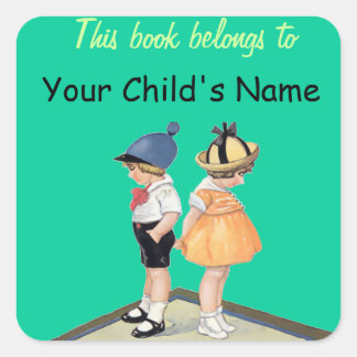 Pegatina Cuadrada Pegatinas Cute Children's Nameplate/Bookplate