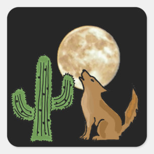 Pegatina Cuadrada PEGATINAS de AB- Howling Coyote