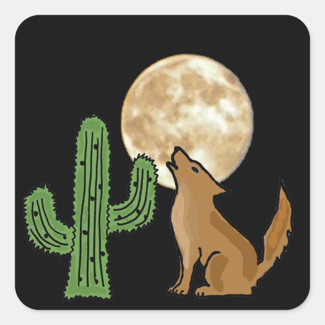 Pegatina Cuadrada PEGATINAS de AB- Howling Coyote (Anverso)