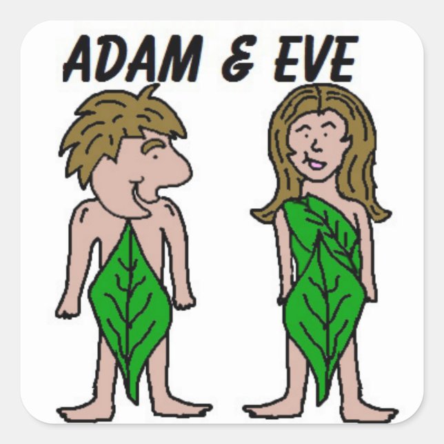 Pegatina Cuadrada Pegatinas De Adam Y Eve (Anverso)