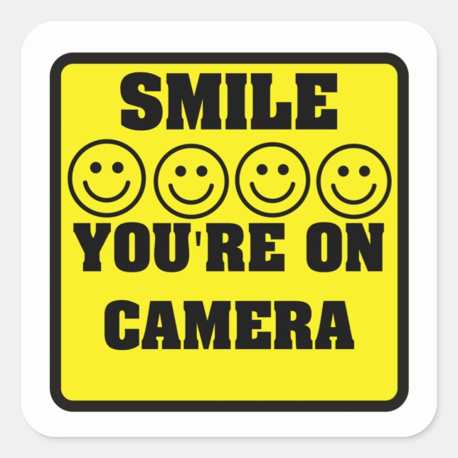 Pegatina Cuadrada Pegatinas de advertencia de cámara de seguridad (Anverso)