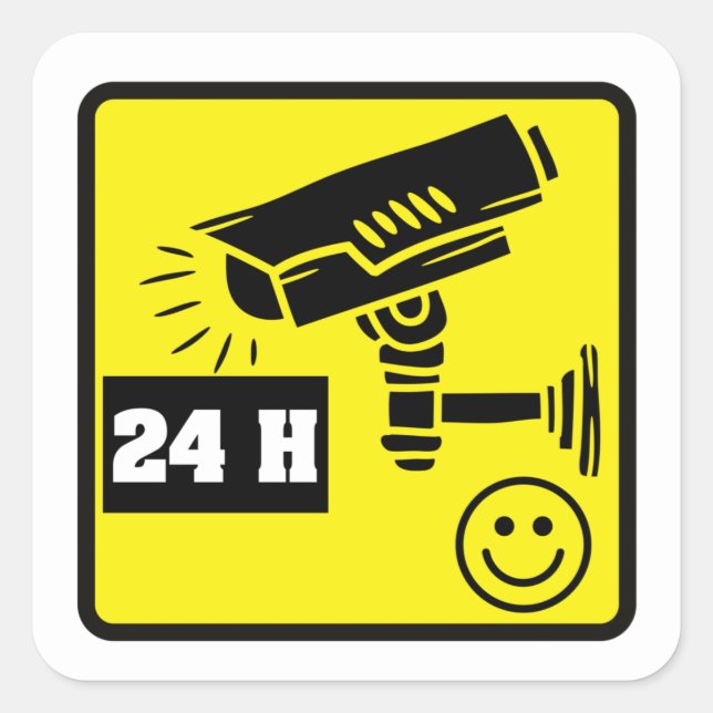 Pegatina Cuadrada Pegatinas de advertencia de cámara de seguridad (Anverso)