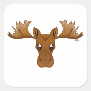 Pegatina Cuadrada Pegatinas de alce, dibujo personalizado
