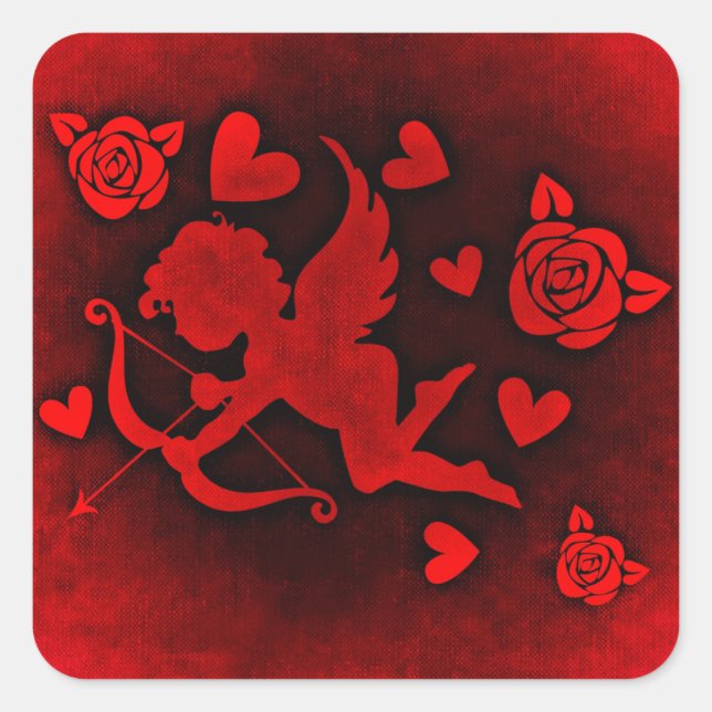 Pegatina Cuadrada pegatinas de amor cupido (Anverso)